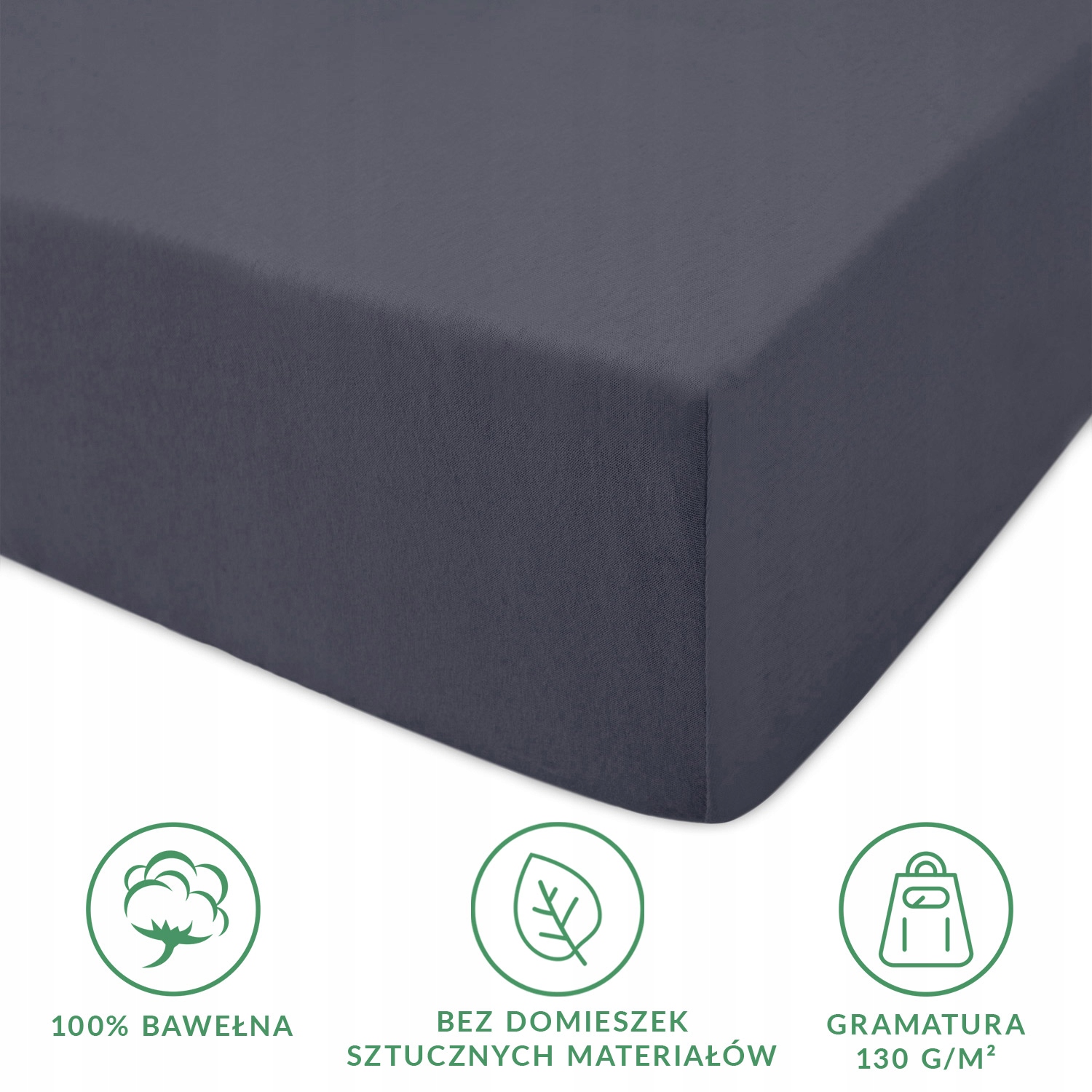 Prześcieradło z gumką 140x200 elastyczny JERSEY 100% BAWEŁNA ciemny szary Materiał wykonania jersey