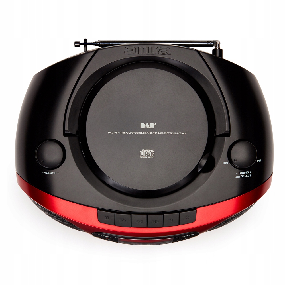 BOOMBOX RADIOODTWARZACZ AIWA BBTC-660DAB/RD DAB+ BLUETOOTH CD FM BUDZIK Złącza minijack USB