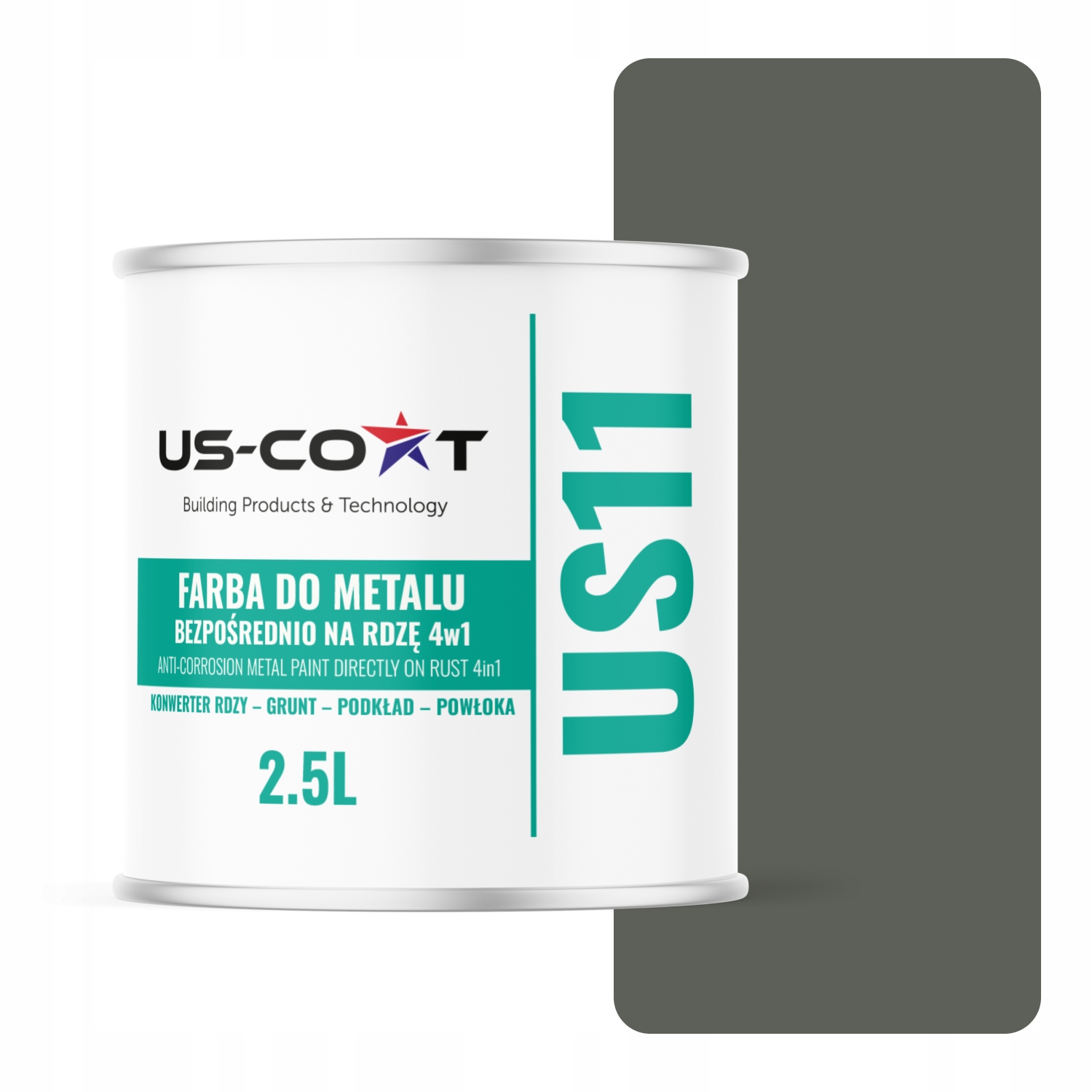 Antikorózna Farba Na Kov Na Hrdzu 4v1 Sivá Zelená RAL7009 Lesk 2,5L