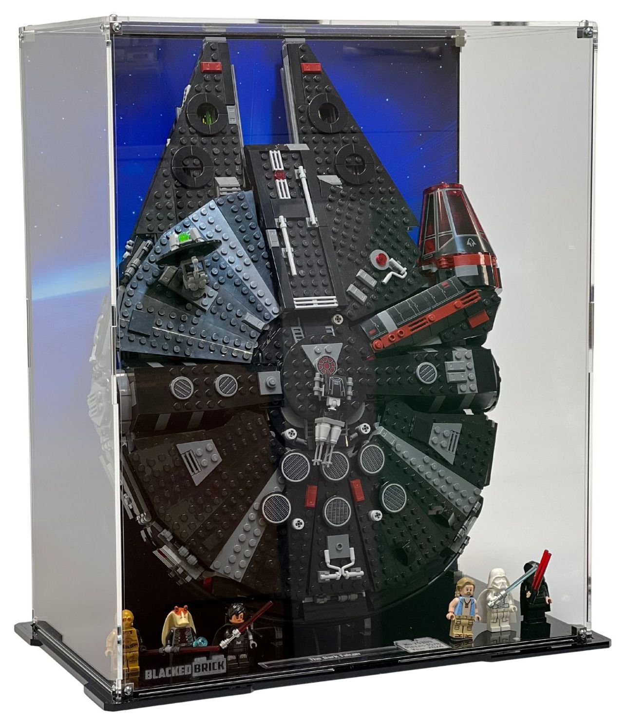 Stojaca vitrína s pozadím Blacked Brick pre Lego 75389 Star Wars: Temný sokol