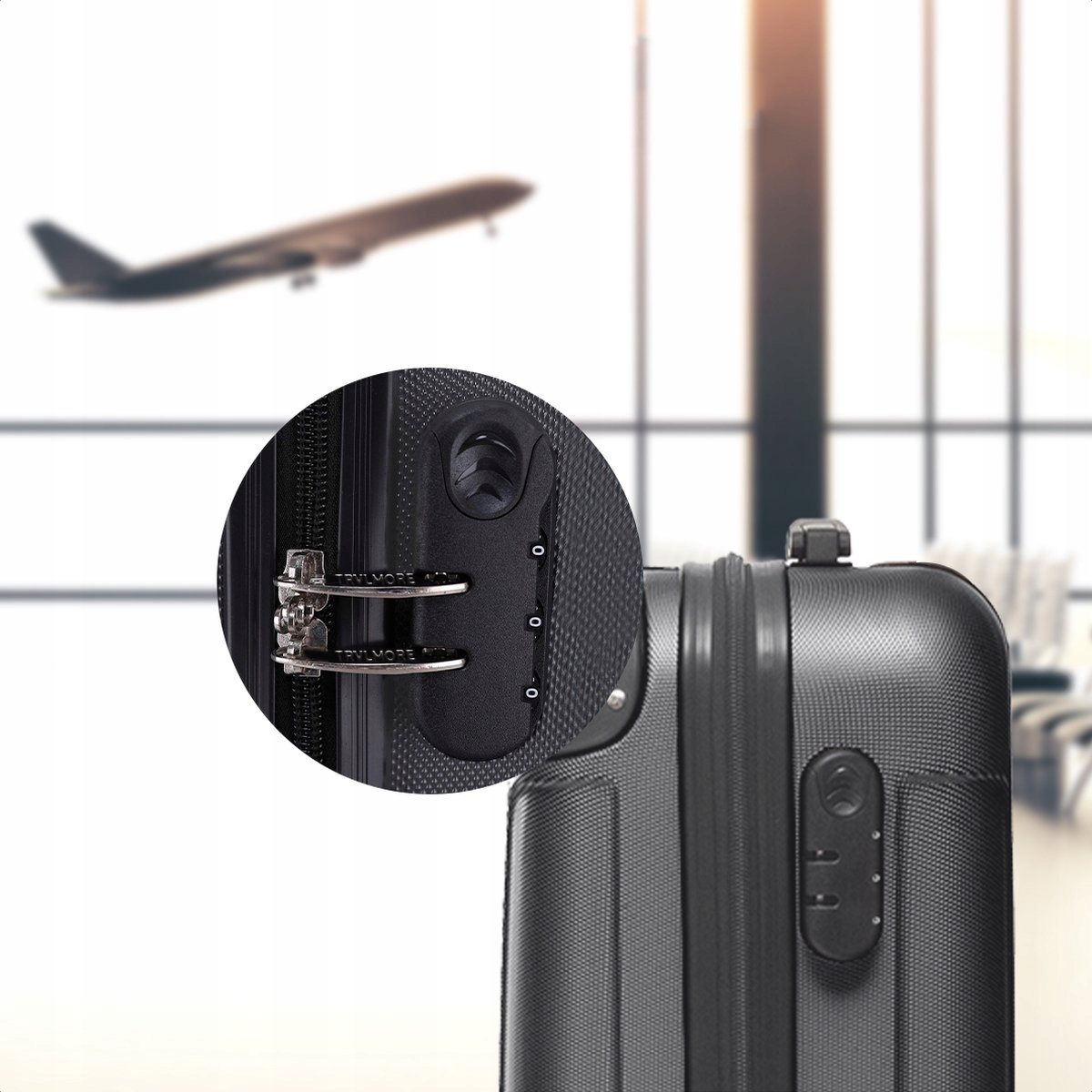 WALIZKA BAGAŻ ZESTAW WALIZEK KOMPLET 3W1 NA KÓŁKACH DUŻA ŚREDNIA MAŁA ABS Materiał dominujący ABS