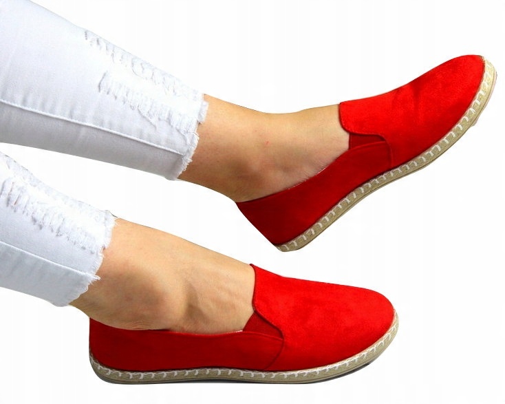 

Miękkie Wygodne Tenisówki Espadryle Gumki Red 40
