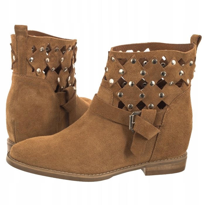 Kotníkové Boty na podpatku Dámské Carinii Rude B9594-P09 Hnědé