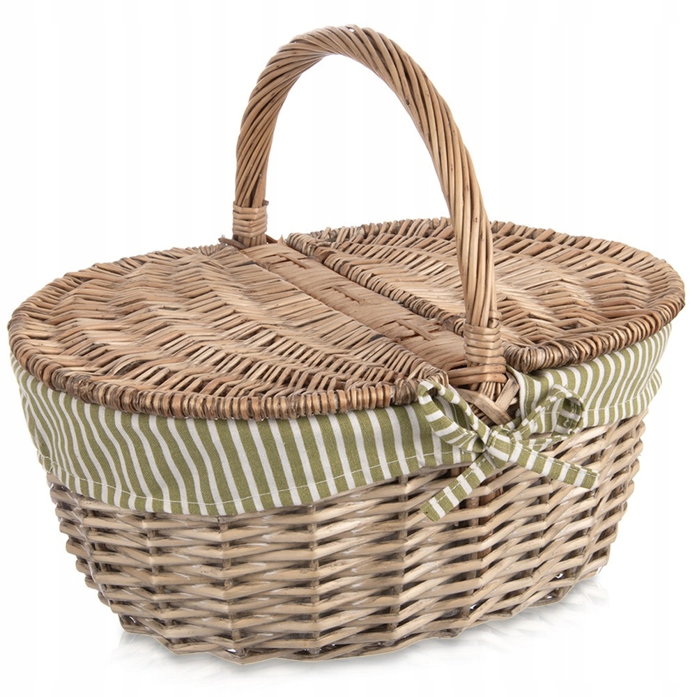 Piknikový Koš Proutěný Uzamykatelný Kufr Na Piknik 42X32X35 CM