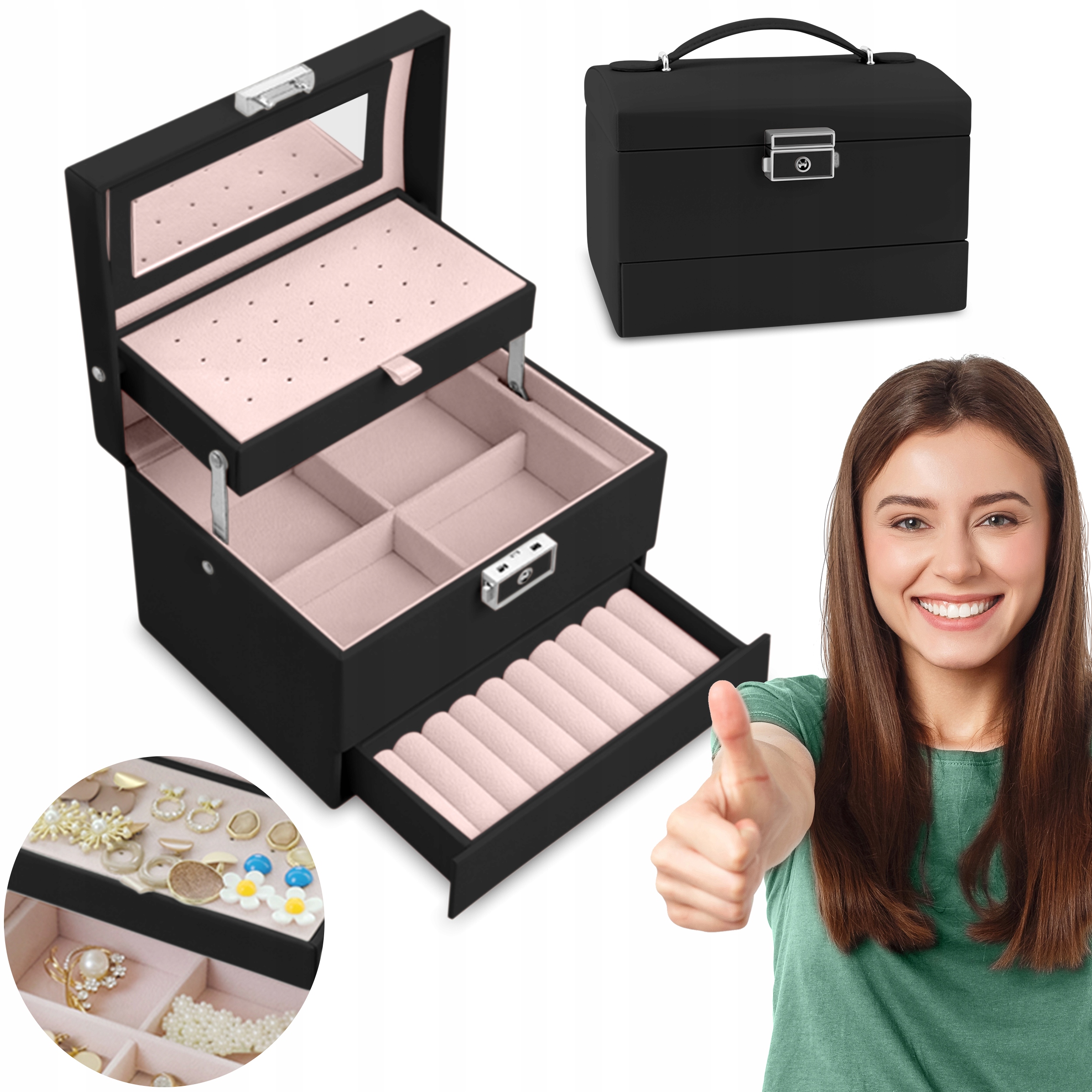 

Pudełko Szkatułka Na Biżuterię Kuferek Organizer