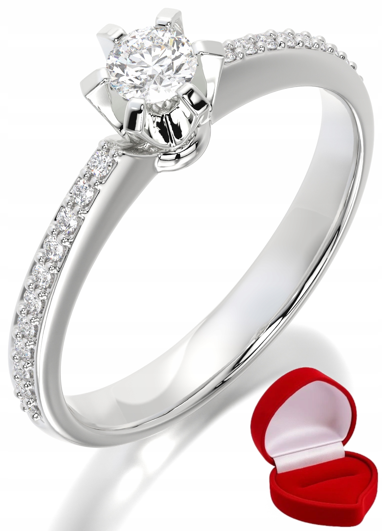 Zlatý Prstýnek 585 14k Brylant 0,14 ct Bílé Zlato R25