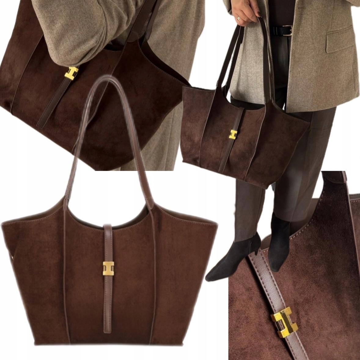 Dámská Kabelka Dárek Na Velikonoce Gallantry Paris Shopper Hnědá Semišová