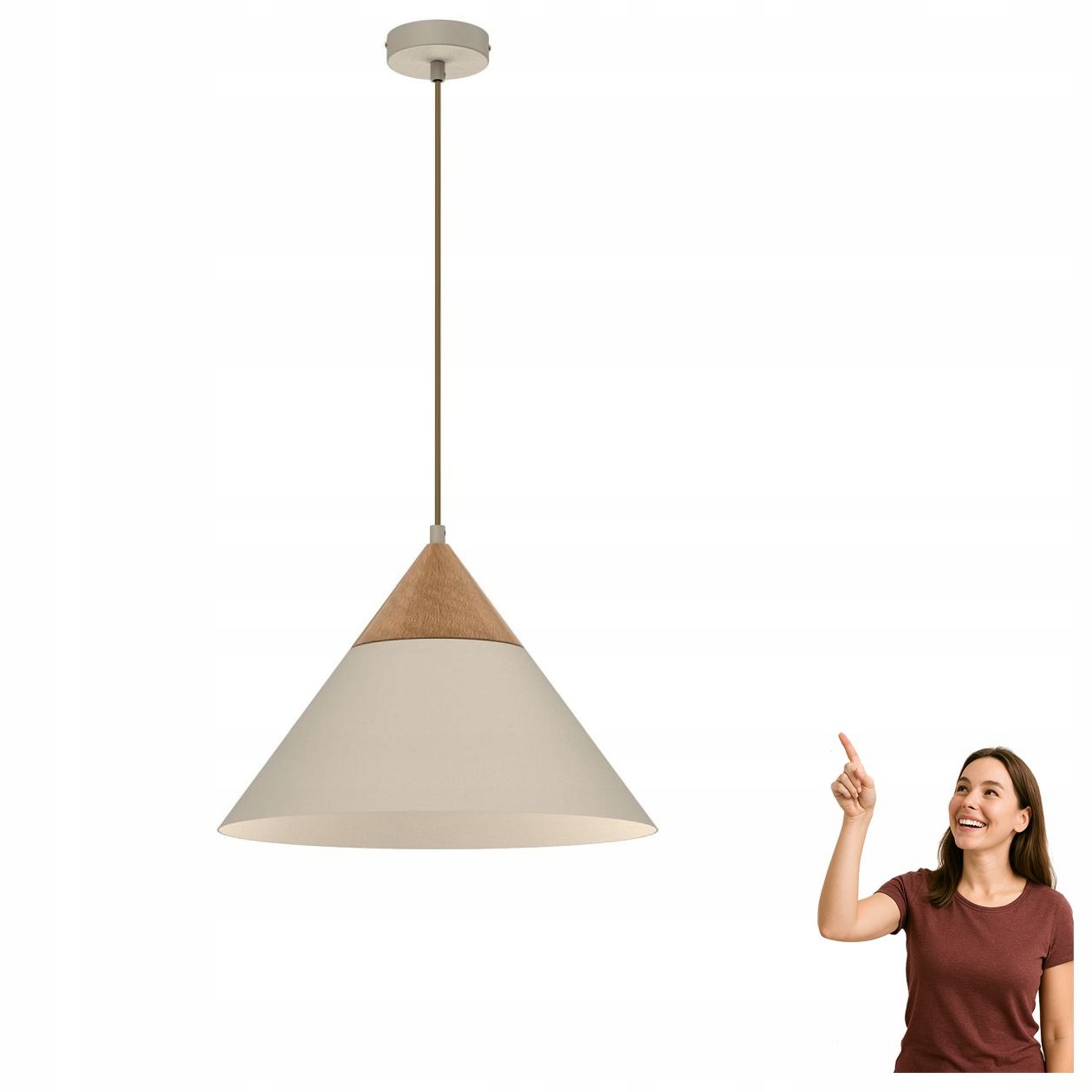 Béžová závesná lampa v tvare kužeľa Single 457 Luminex