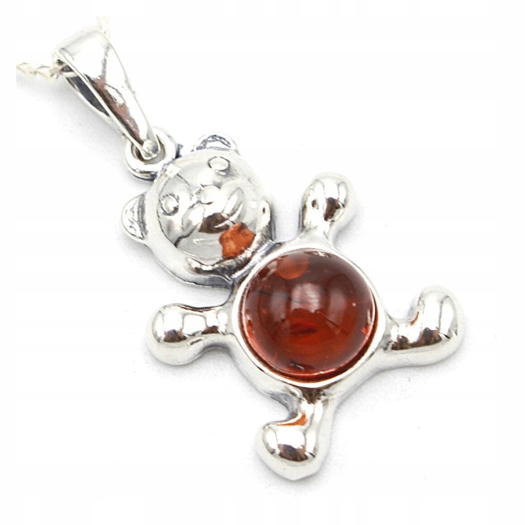 Přívěsek přívěsek Medvídek Jantar Stříbro 925