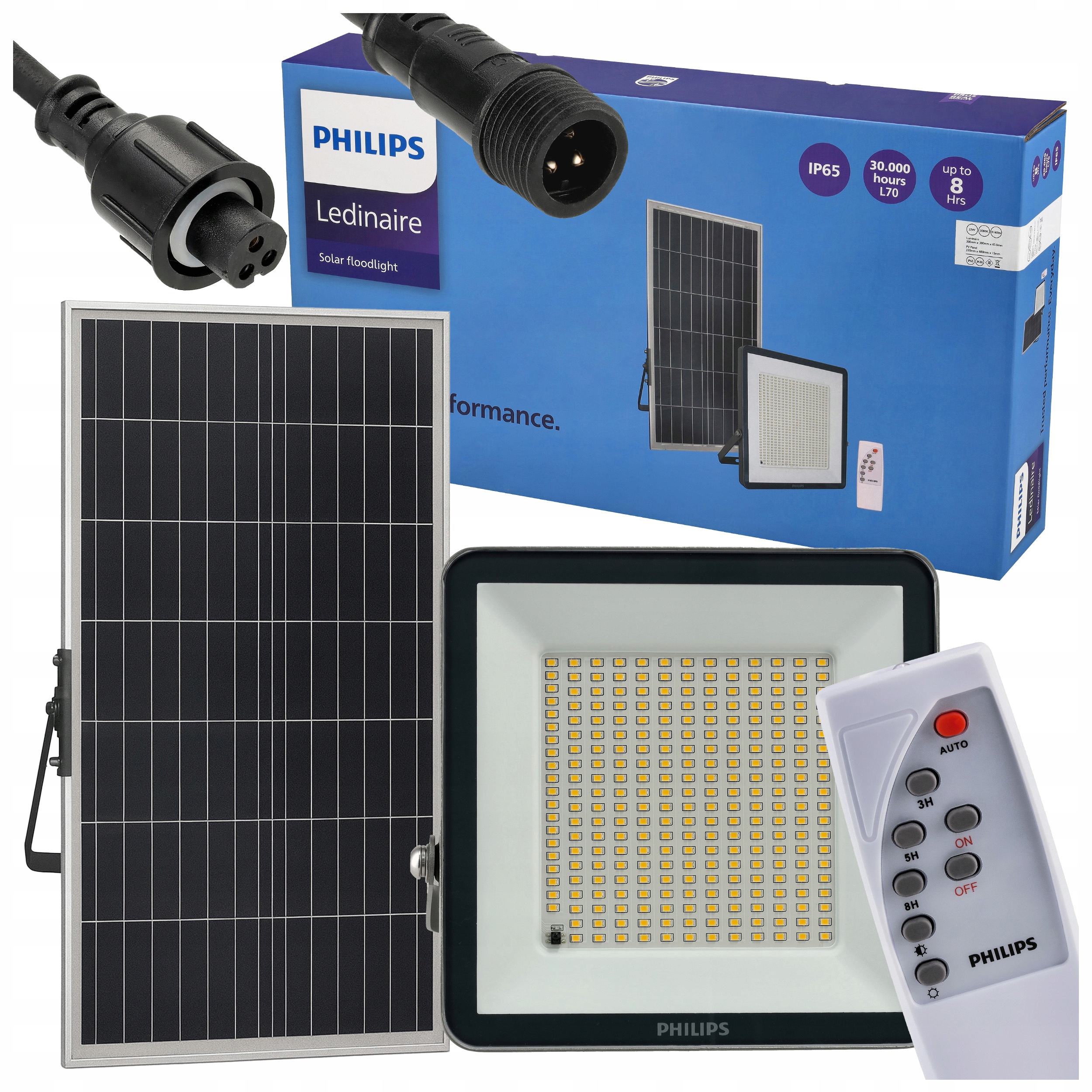 Solárna Led lampa Philips s snímačom súmraku Diaľkový Ovládač 32W 4000K