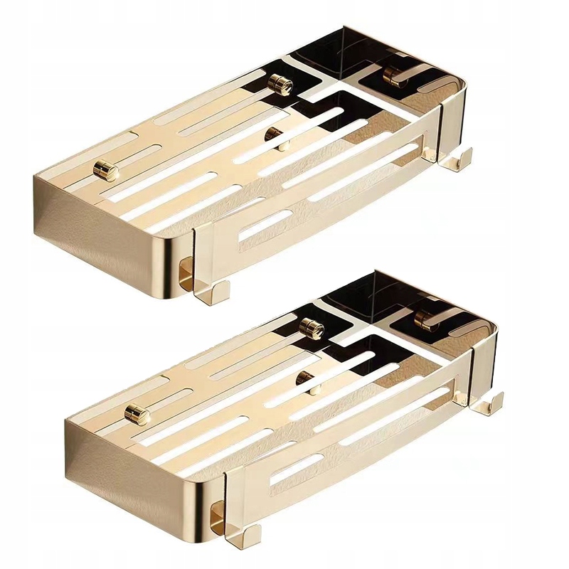 Koupelnová police bez vrtání 2x SUS304 zlatá