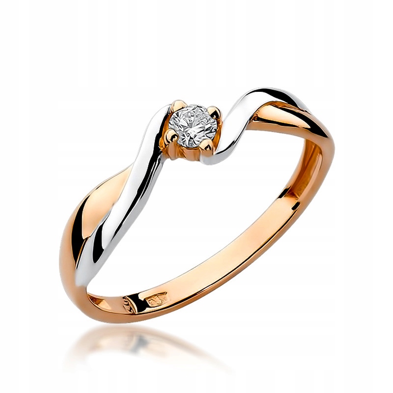 

Pierścionek z brylantem Różowe złoto 585 Grawer