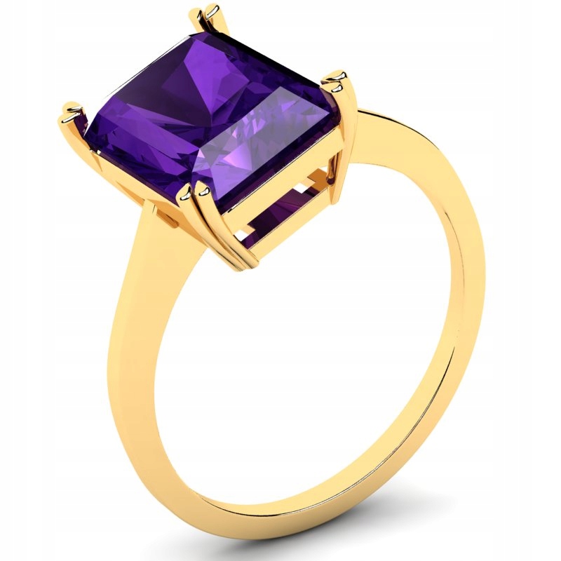 

Pierścionek Złoty Z Fioletową Cyrkonią 10X8MM