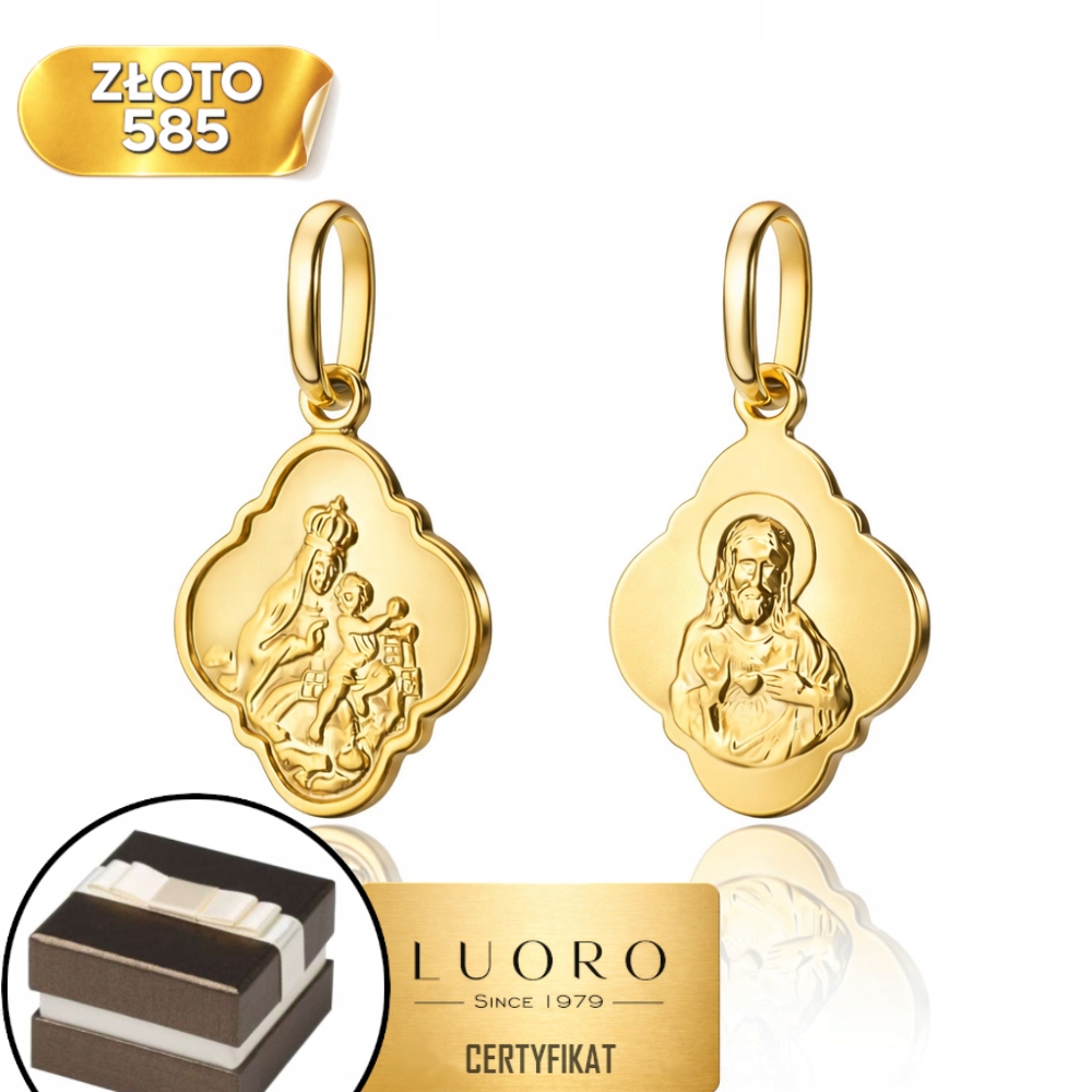 Zlatý medailon 585 14K škapulíř lesklý 2 cm elegantní dárek