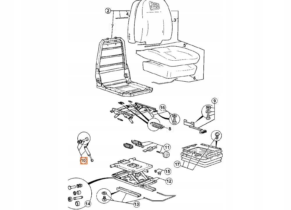 АМОРТИЗАТОР СИДЕНЬЯ 40/910382 JCB 803 802.7 8080