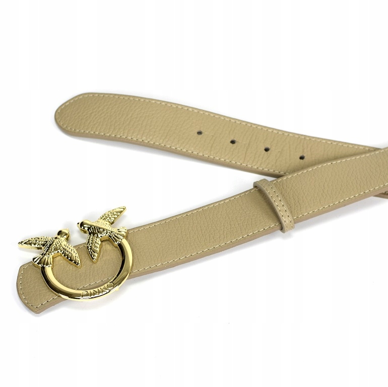 PASEK DAMSKI JASKÓŁKI SKÓRA NAT. BEŻOWY 105 CM Kolor beżowy