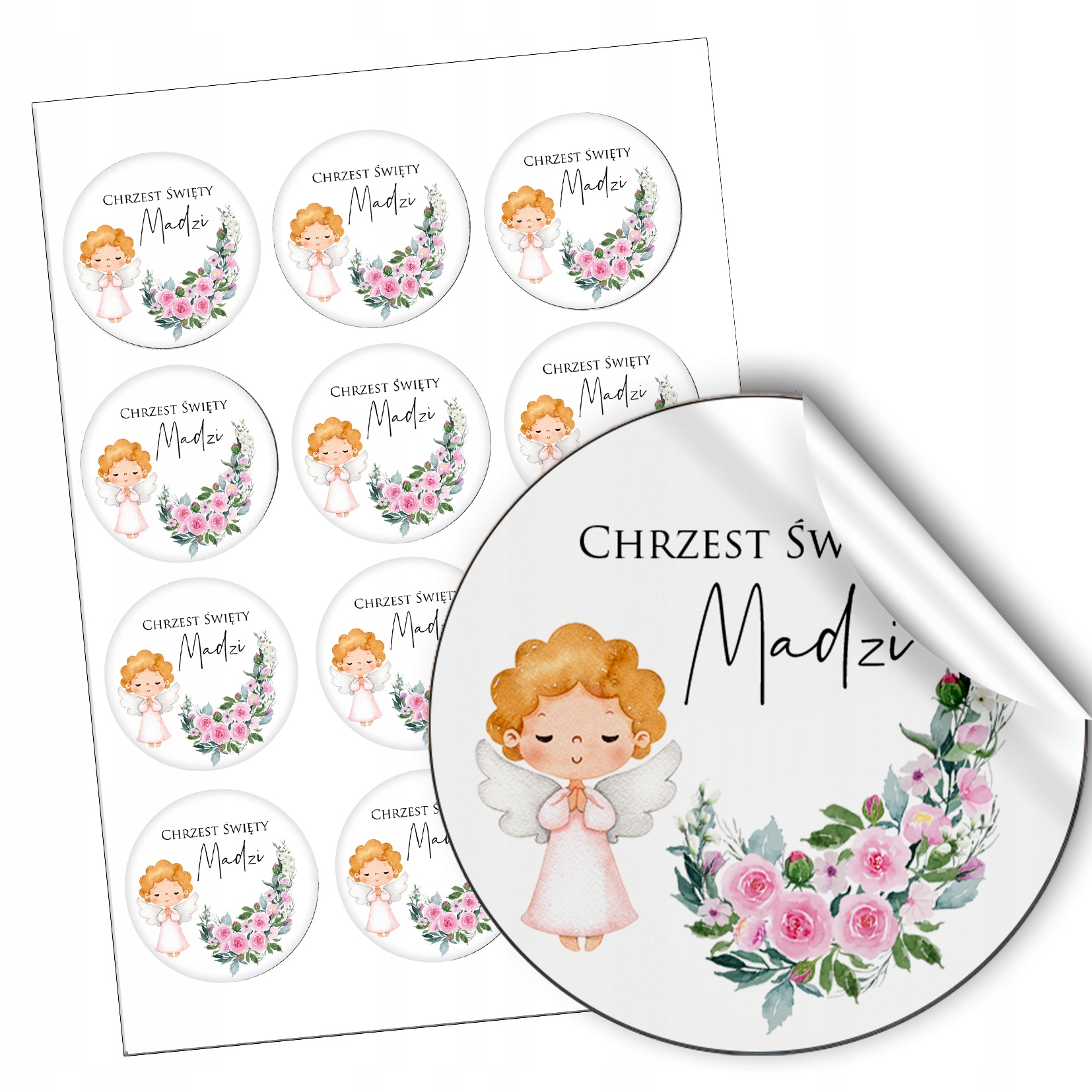 

Naklejki lizaki miód podziękowanie Chrzest 12szt