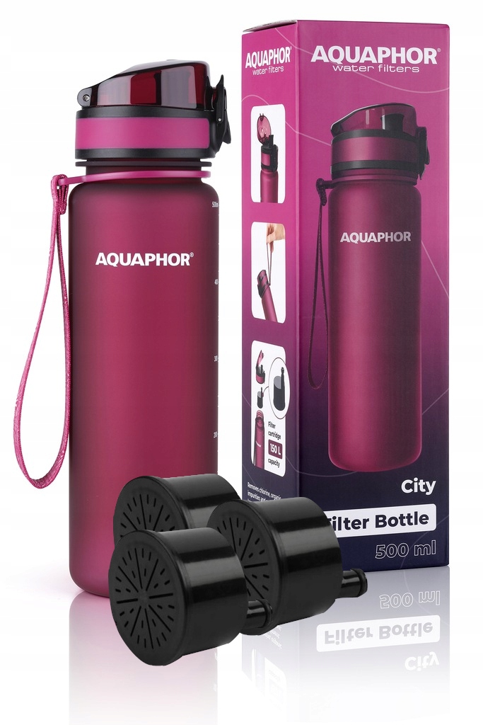 

Bidon Filtr Butelka Aquaphor City Bordo 3 Wkłady