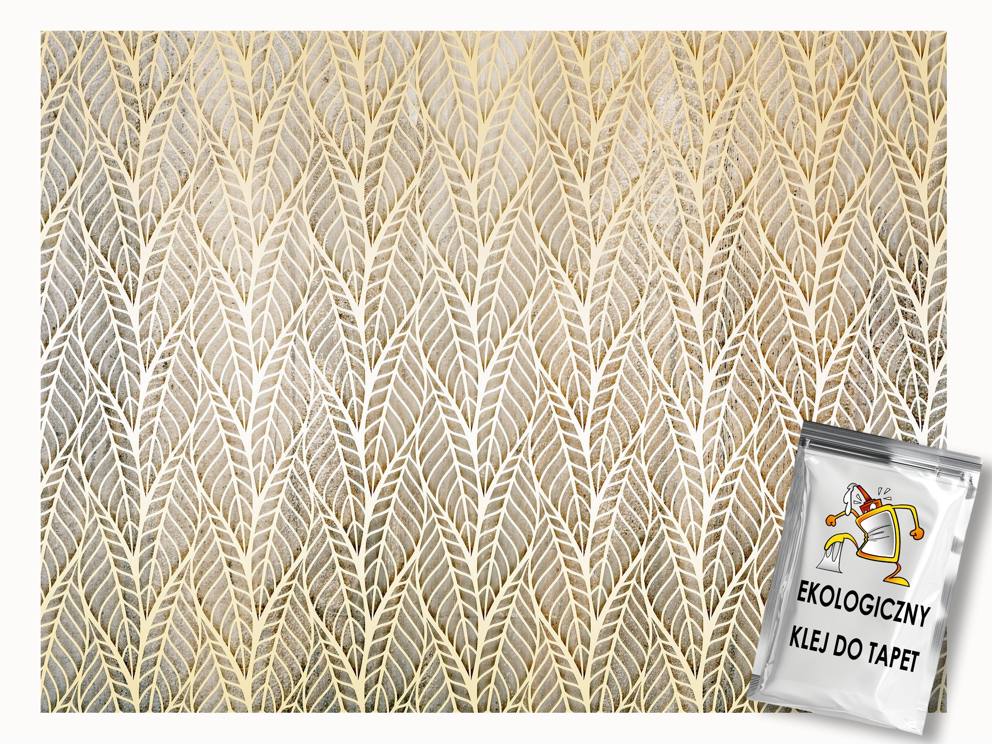 Fototapeta Flizelina Béžové Listy Zlato Ornament Elegantní 400x280 lepidlo