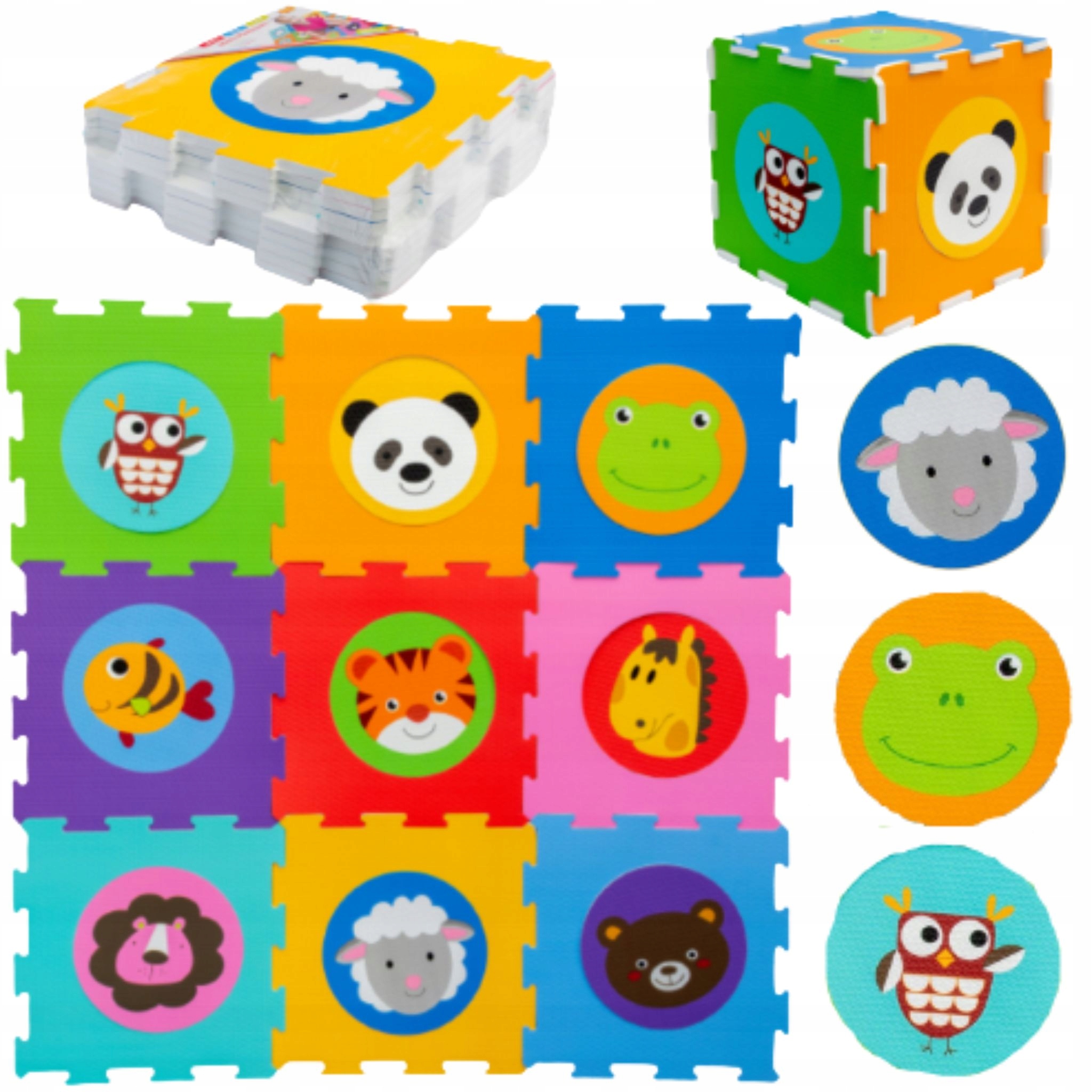 

Mata Piankowa Puzzle Zwierzęta Nauka Duże 9szt