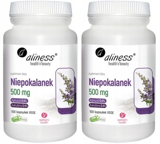 2 sztuki Aliness Niepokalanek 500mg Vitex agnus-castus 100kaps Menopauza