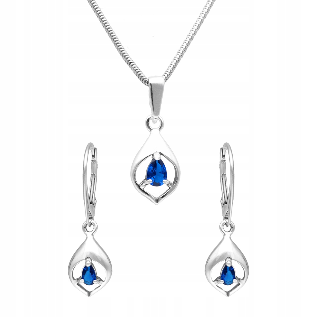 Komplet se safírovým zirkonem stříbro