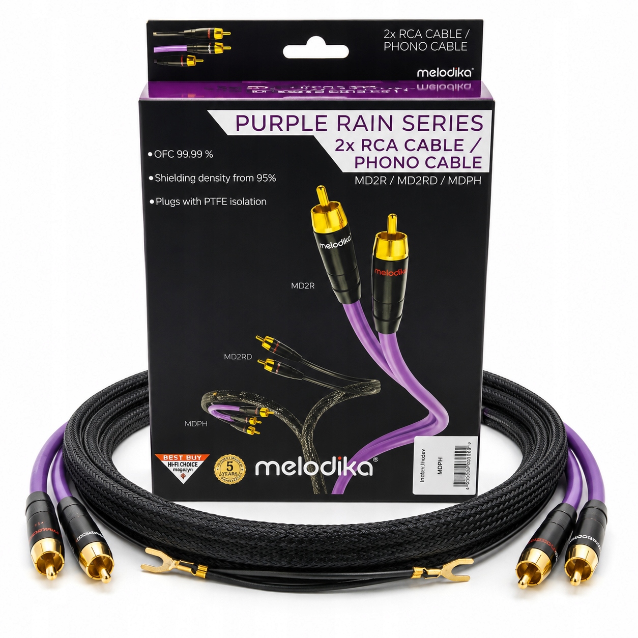 Kabel 2xRCA Phono Do Gramofónu Melodika MDPH05 S Uzemňovacou Žilou 0.75 m