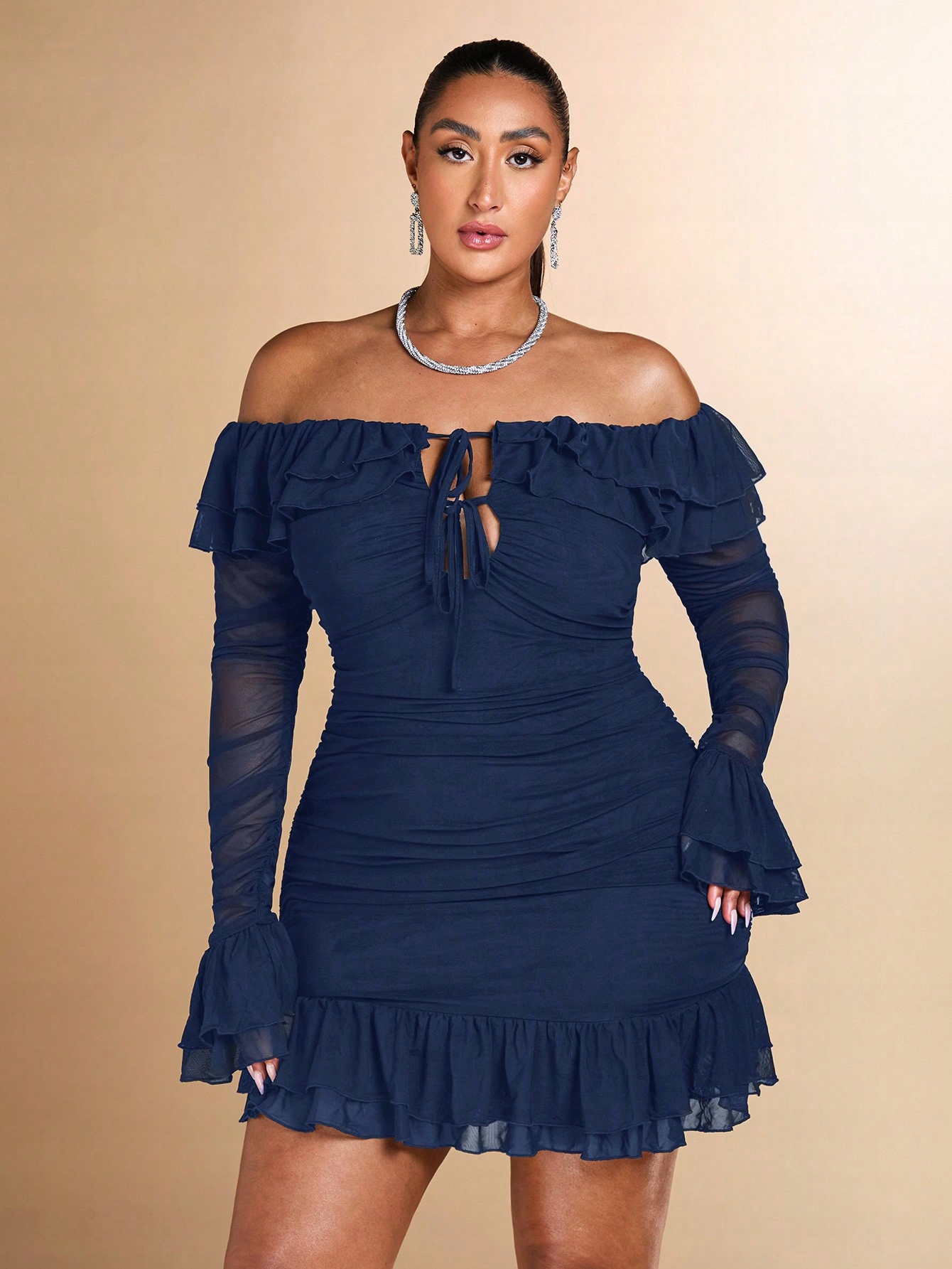 Sexy Síťované Šaty S Odhalením Šaty , Úzký Střih, Shein 2XL 44