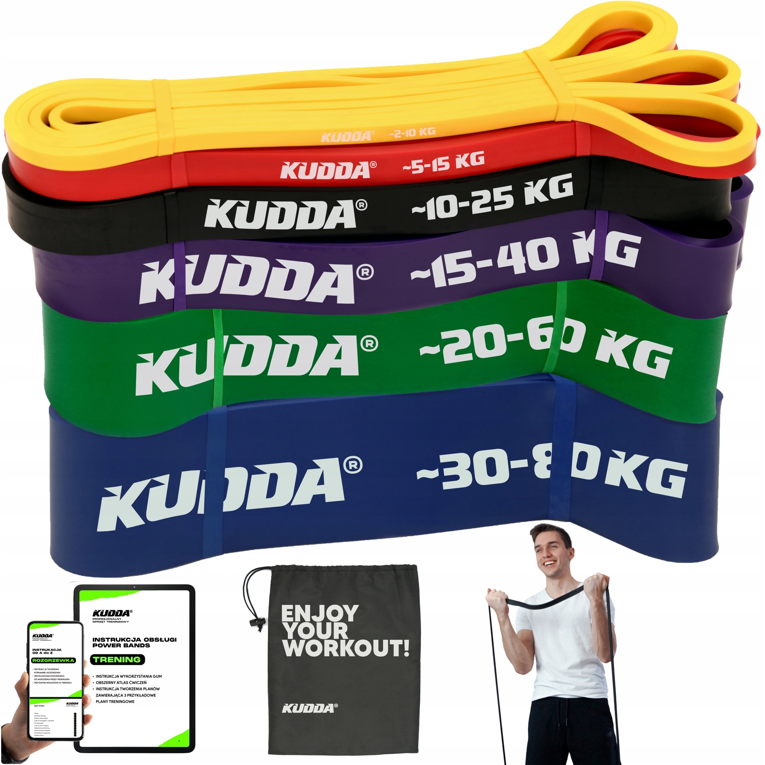 Zestaw 6 Gum Do Ćwiczeń Power Band gumy oporowe fitness Kudda