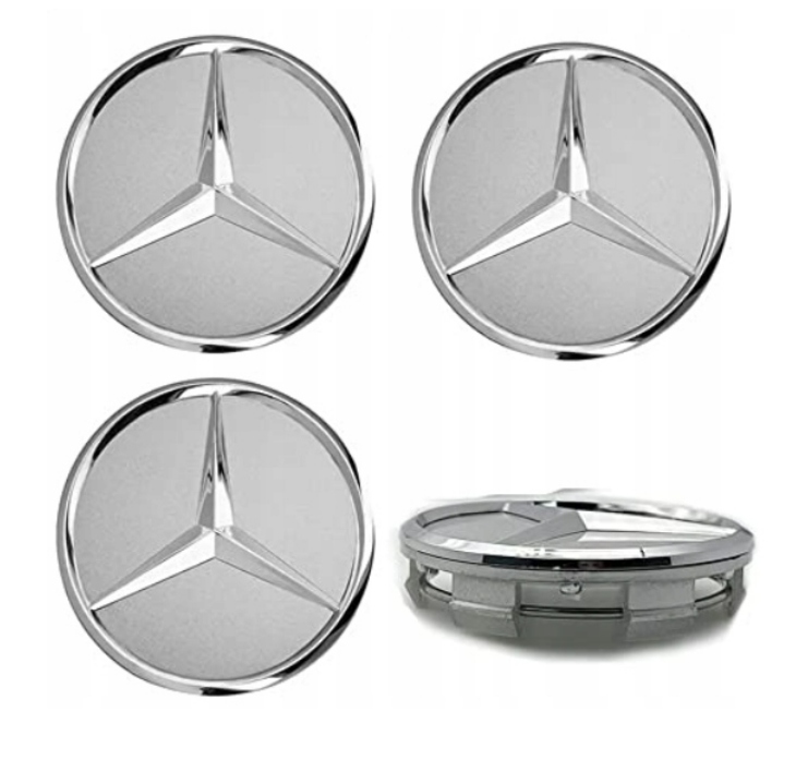 

Mercedes Srebrne Dekle Dekielki 60mm Kpl Kapsle