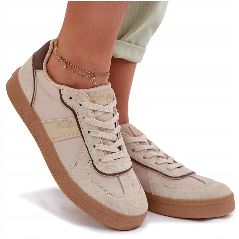 Dámské Nízké Šněrovací Pohodlné Tenisky Big Star TT274174 Béžové 37