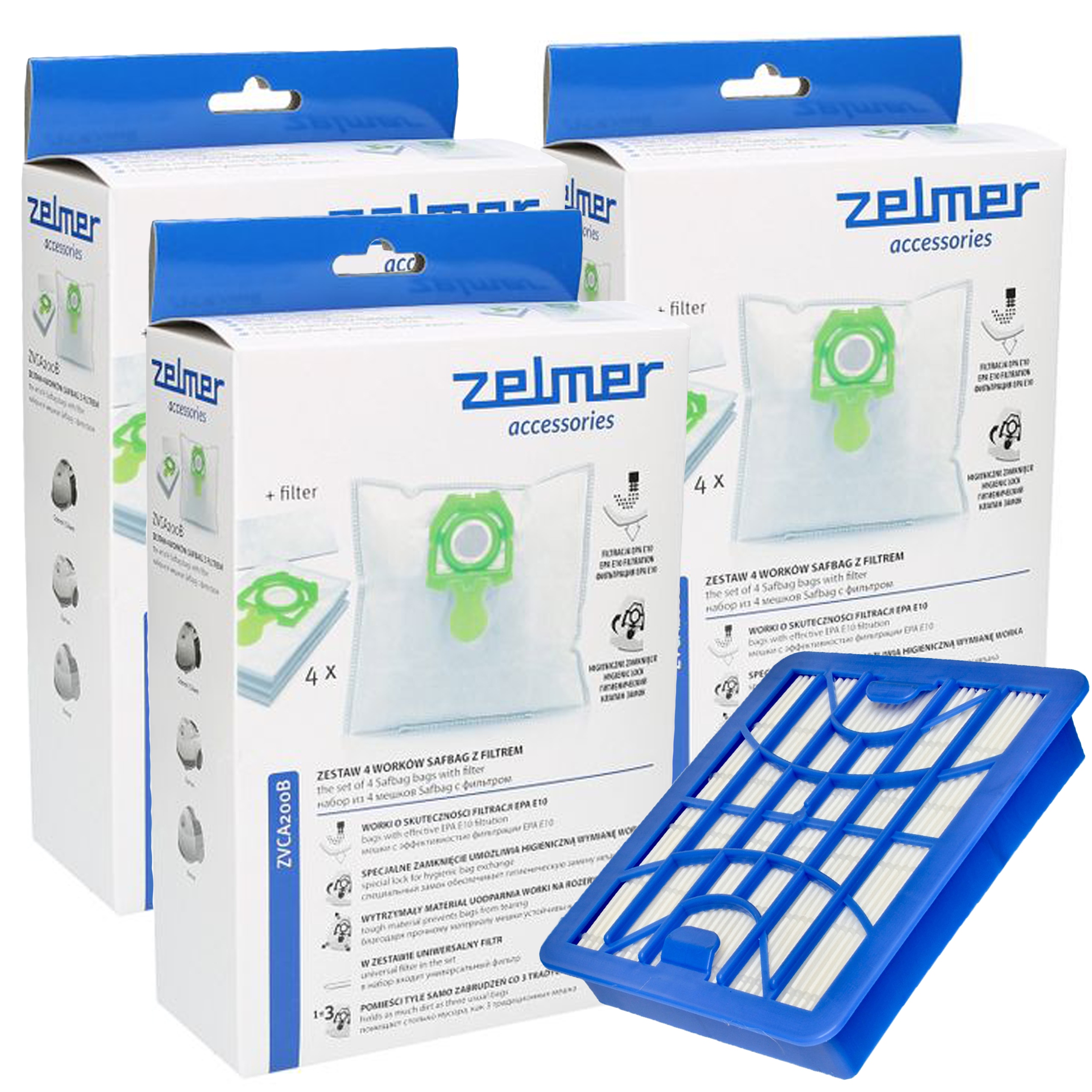 12 x Hepa Filtrové Sáčky Do Vysavače Zelmer Orion Max 1600W Cobra 2 Silent