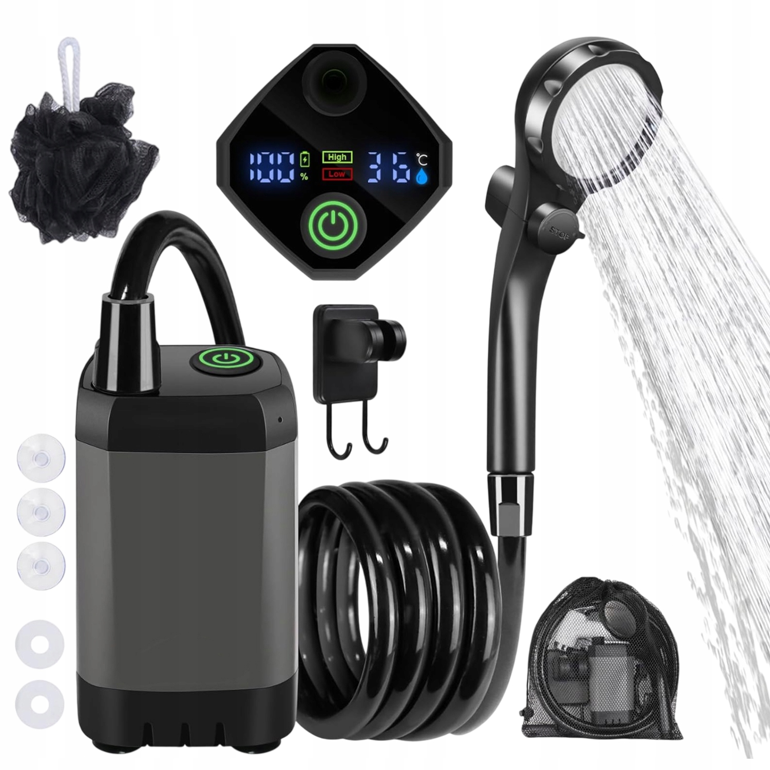 Prysznic Turystyczny Z Akumulatorem Bezprzewodowy 6000mAh