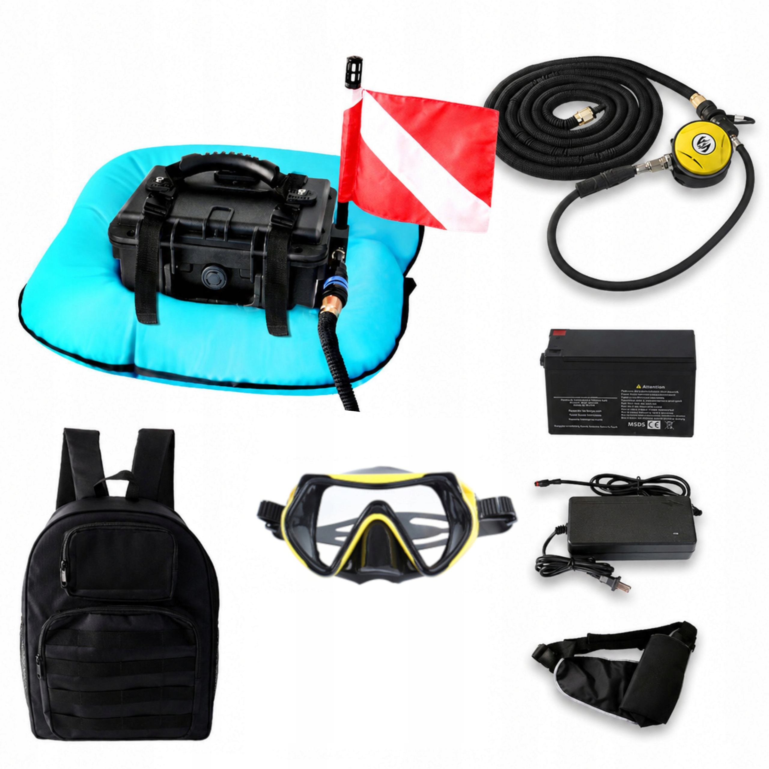 Mobilny System Oddechowy Do Nurkowania Snorkelingu 9M Kompresor 12V Bojka