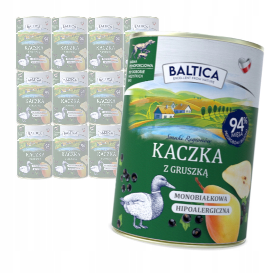 Levně Baltica Kachna s hruškou 12x400g Hypoalergenní Vlhké Krmivo pro psy