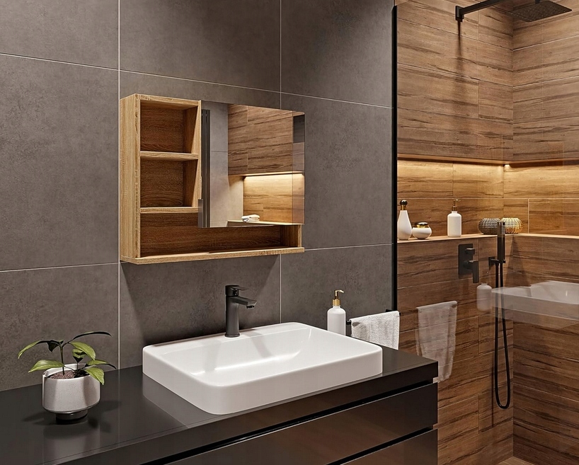 Szafka łazienkowa z lustrem, półkami i oświetleniem LED Better Home Marka BETTER HOME