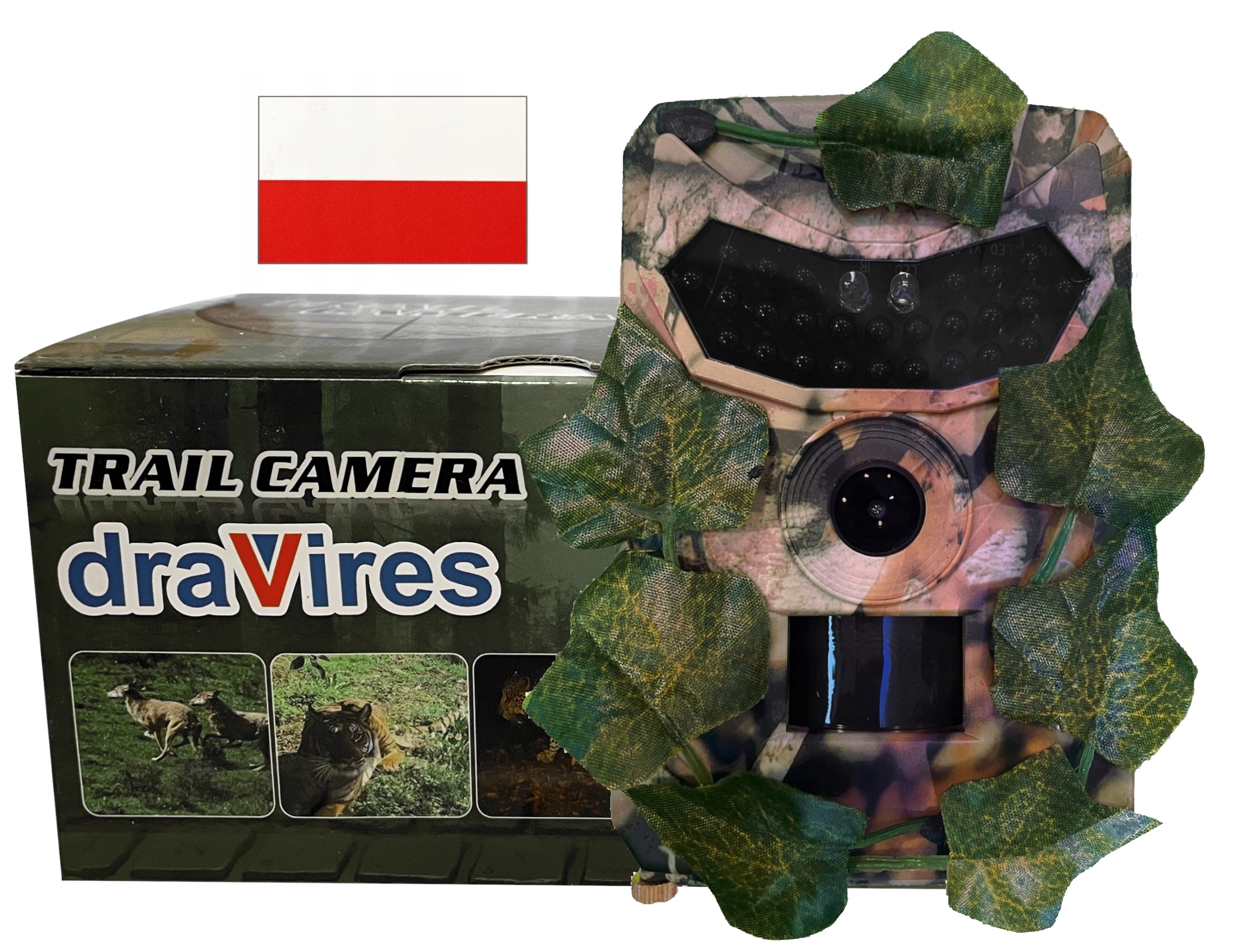 Špionážní fotopast draVires lesní fotopast nálepka