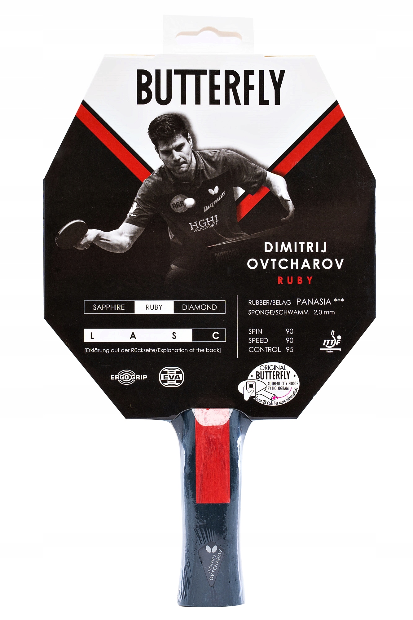 Rakietka Paletka do Tenisa Stołowego Ping Ponga BUTTERFLY Ovtcharov Ruby