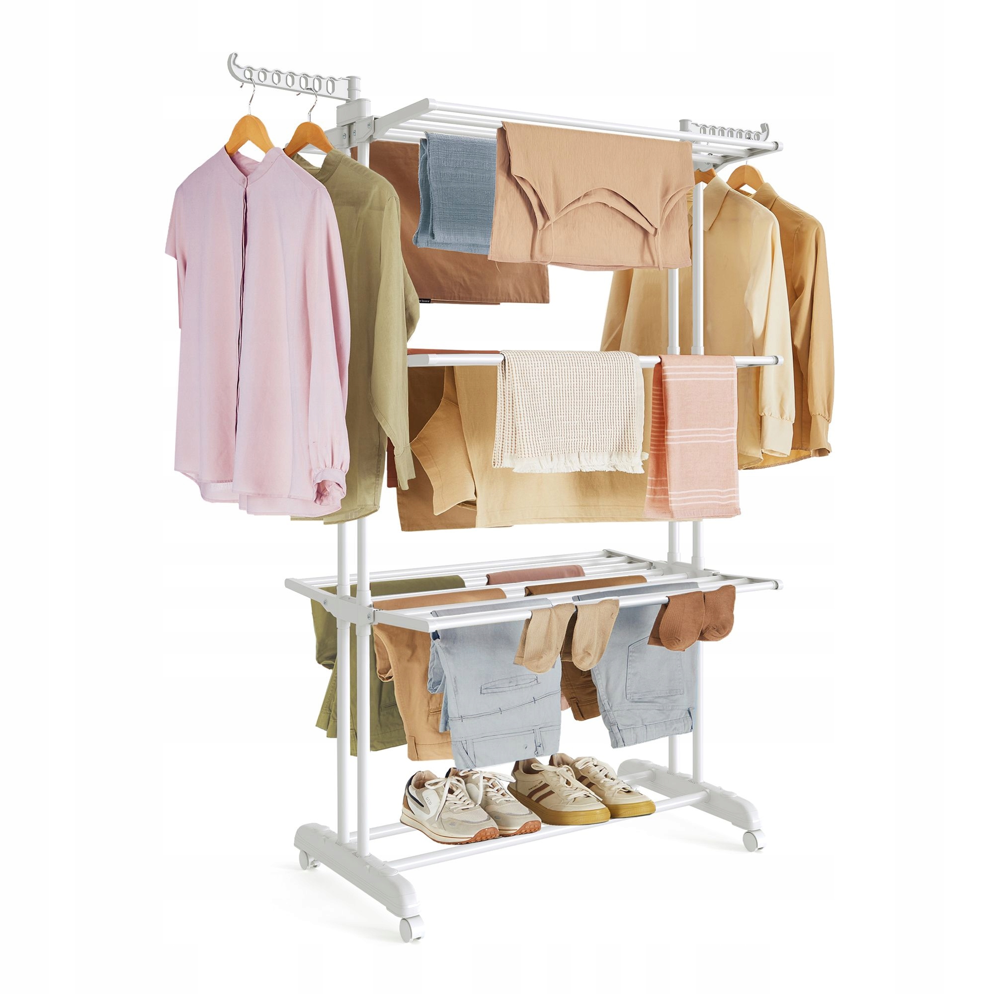 Levně Volně stojící vertikální Sušák prádla Vasagle 128-128 cm