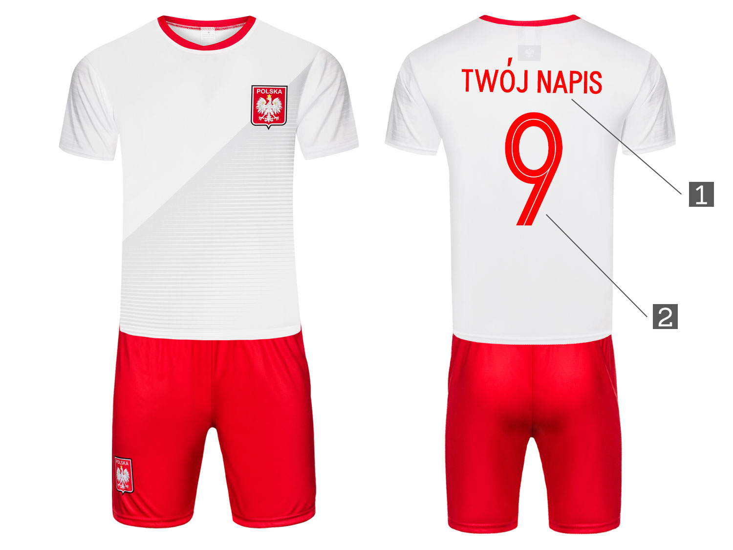 Strój piłkarski POLSKA + getry WŁASNY NADRUK - 122 Marka Inna marka