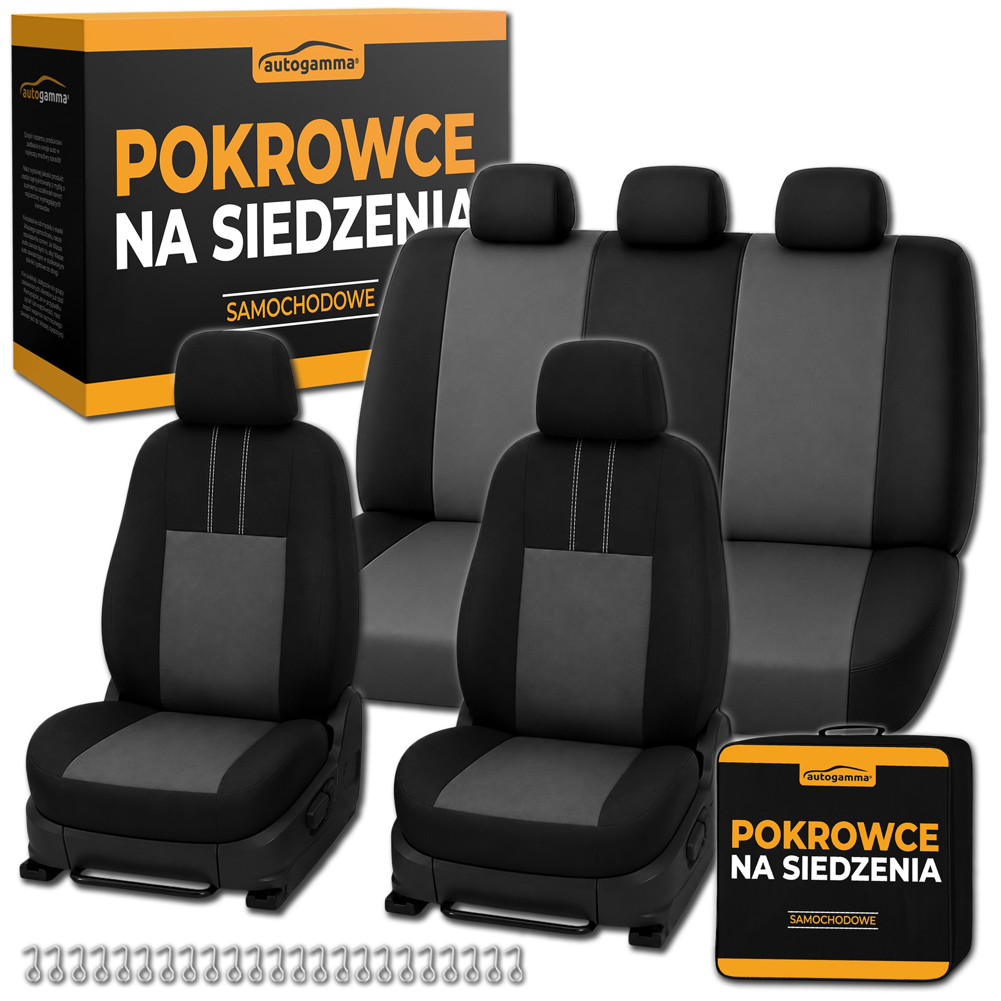 Pokrowce Materiałowe na Siedzenia Foteli Samochodowych Komplet Przód Tył