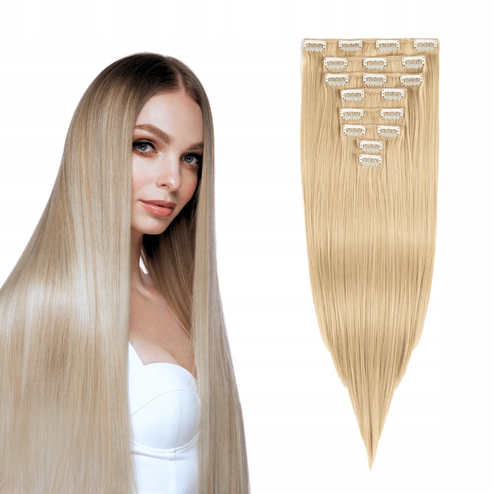 Włosy Clip In 47 cm 8taśm blond #R24/613 Real Soft