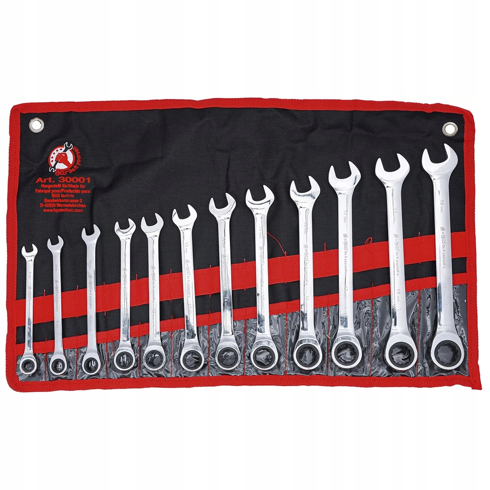 Sada 12 očkoplochých klíčů s ráčnou 8-19 mm, Bgs Diy 30001