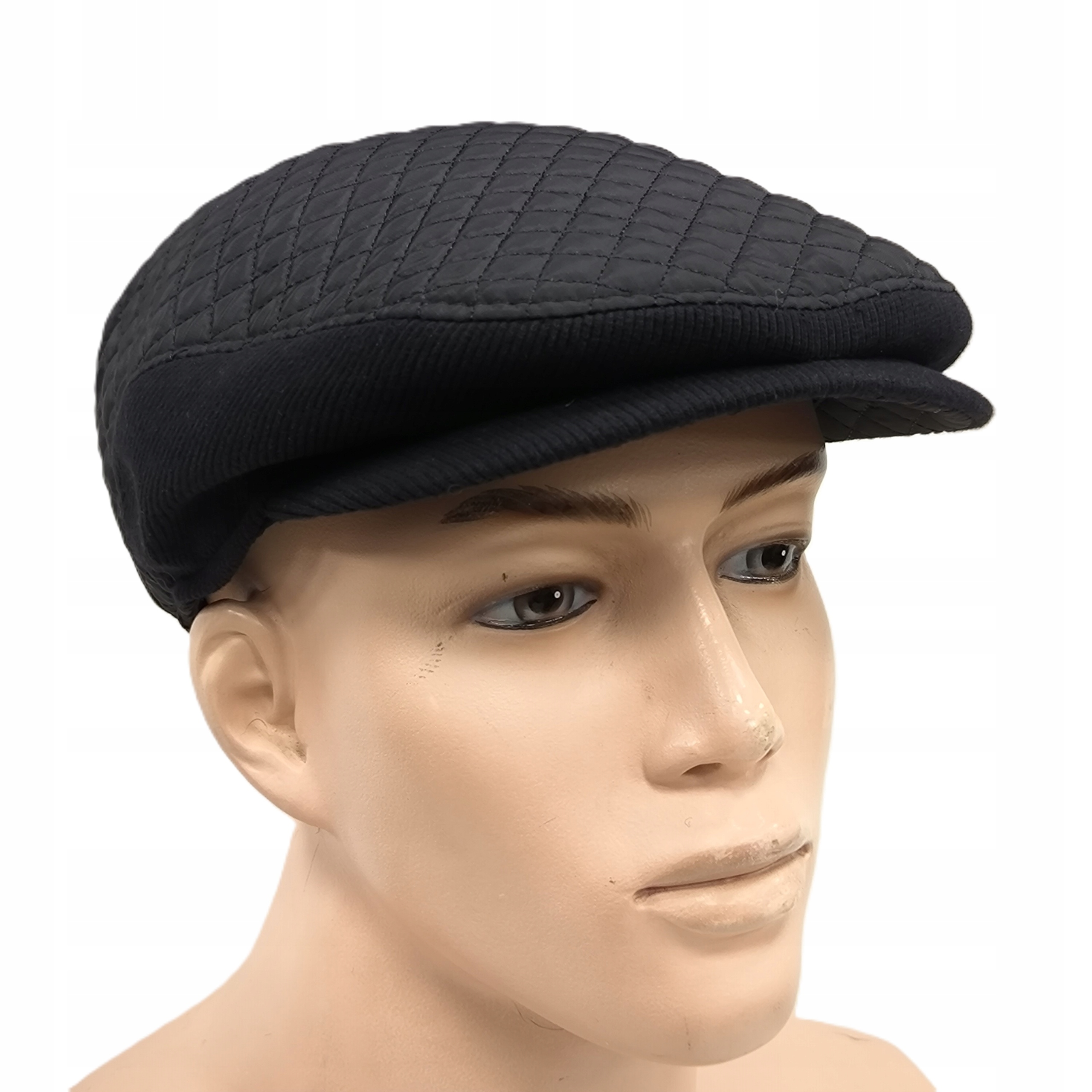 prošívaný ortalionový klobouk s náušníky Černý pánský K100 Mes Skoczów 60 cm