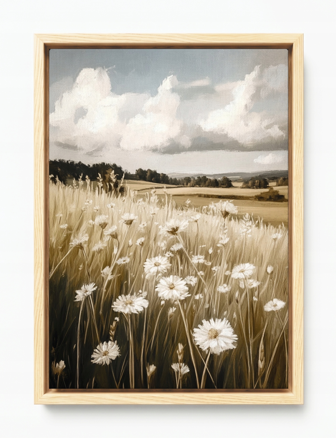 Obraz Rám Americký Box Vintage Vesnice Pole Louka Květiny Sedmikrásky Léto 40x60