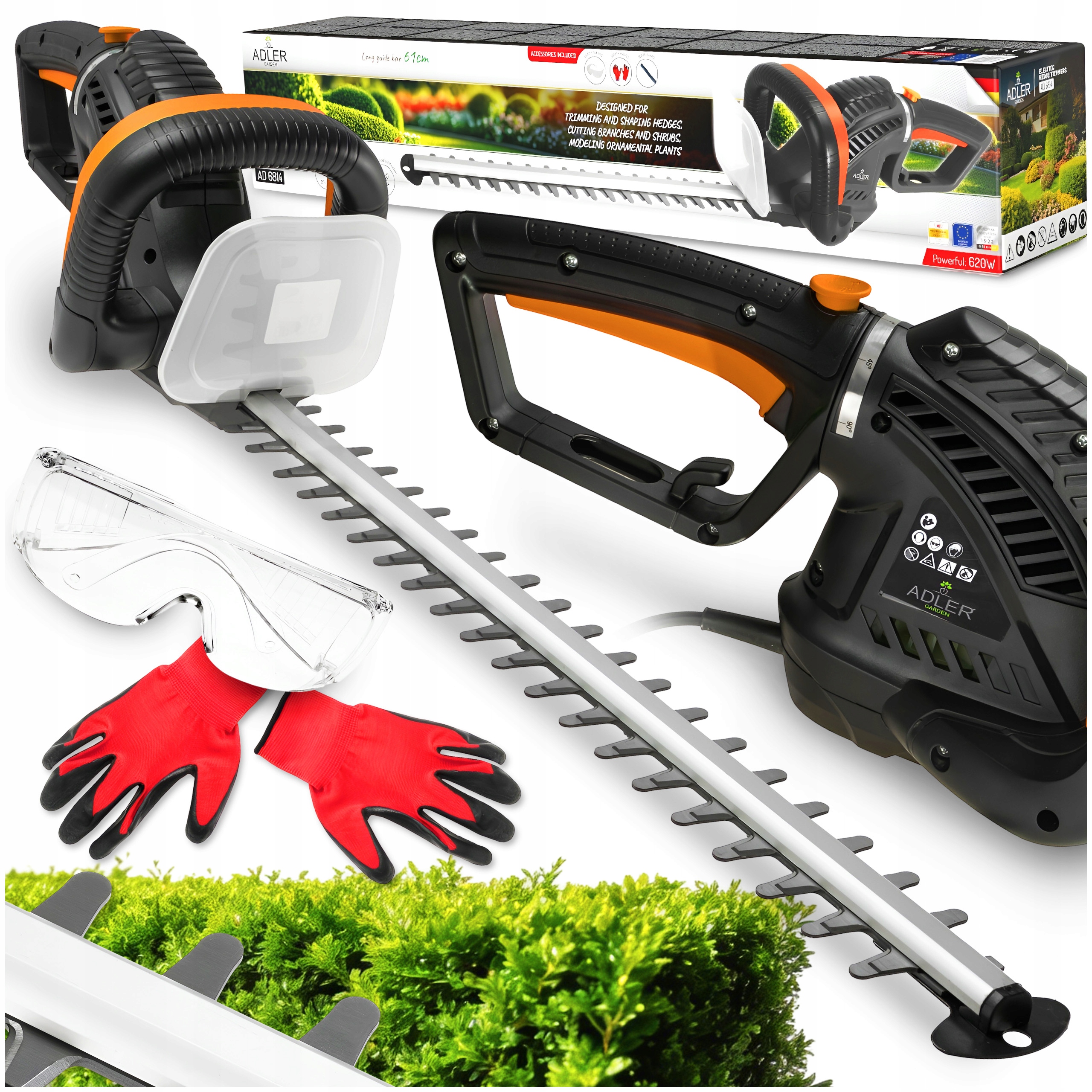 Nożyce Do Żywopłotu Akumulatorowe Cięcia Krzewów Elektryczne Gałęzi 61CM