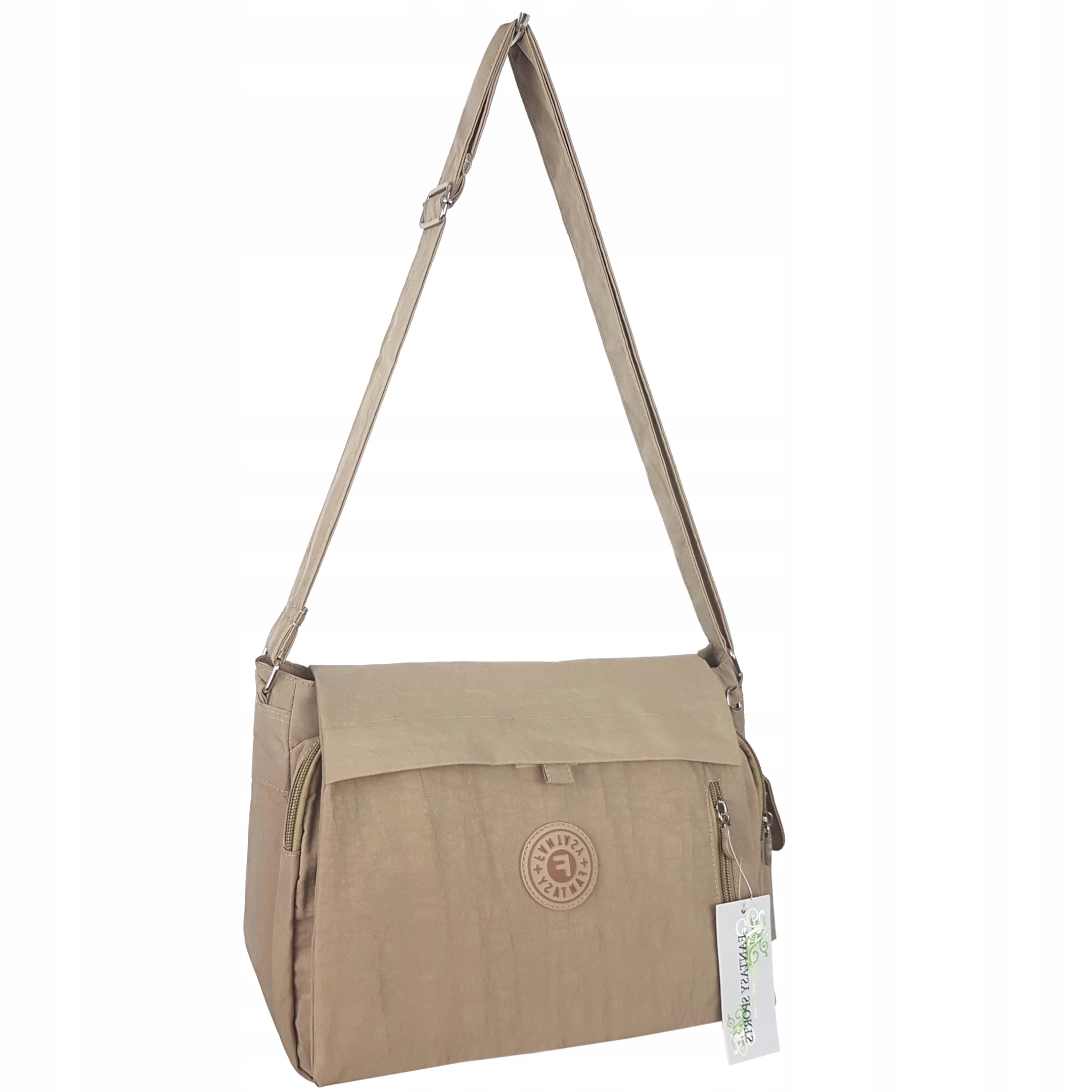 Torebka Damska Materiałowa Listonoszka Beż Fantasy Wielkość mała (nie mieszcząca A4)