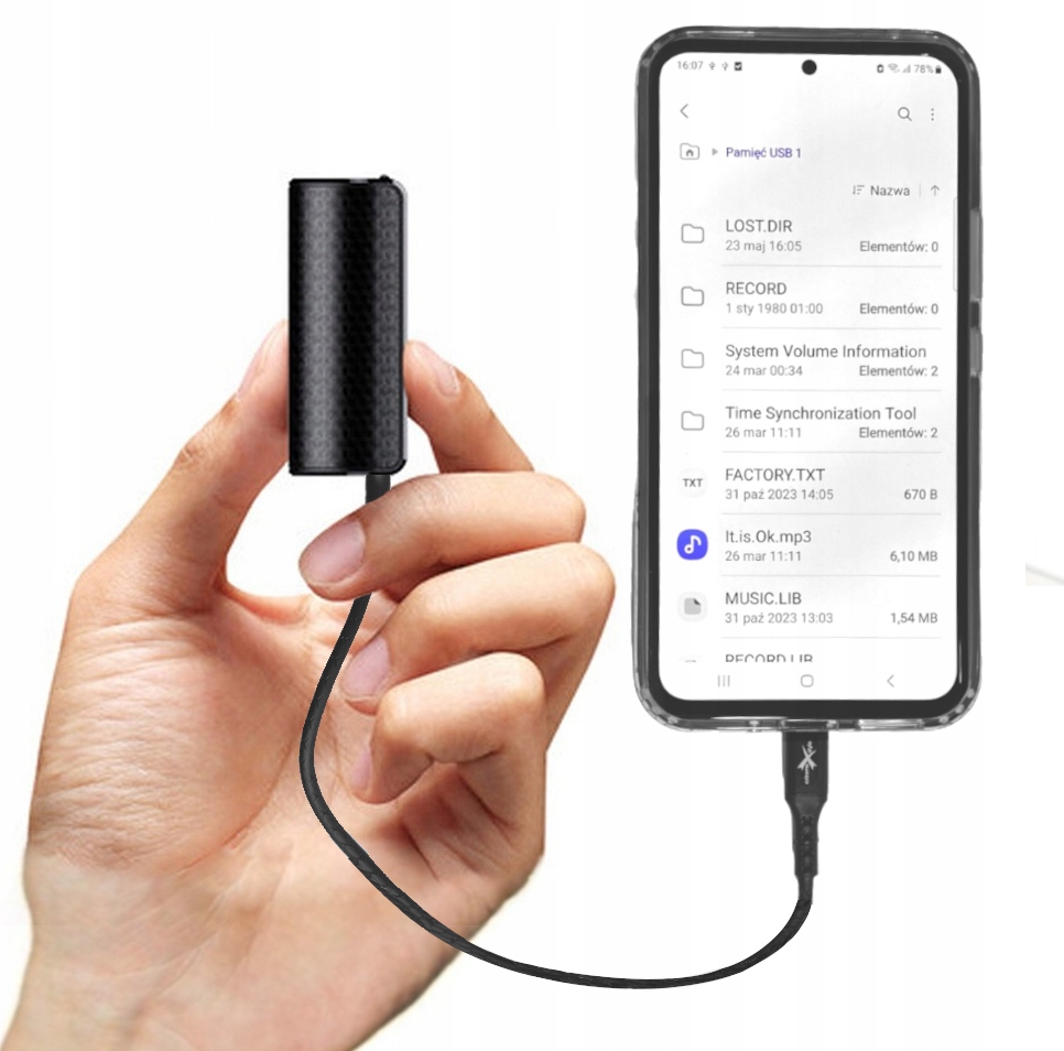 Dyktafon draVires 32GB připojení k telefonu špionážní magnet 5 dní