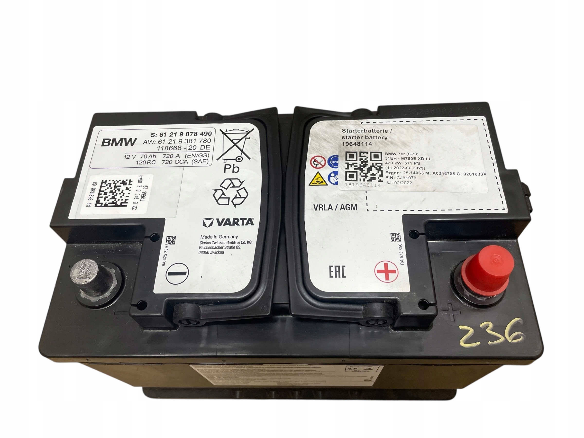 Batteria EFB BANNER 12V 70AH 700A BMW 2022R Originale