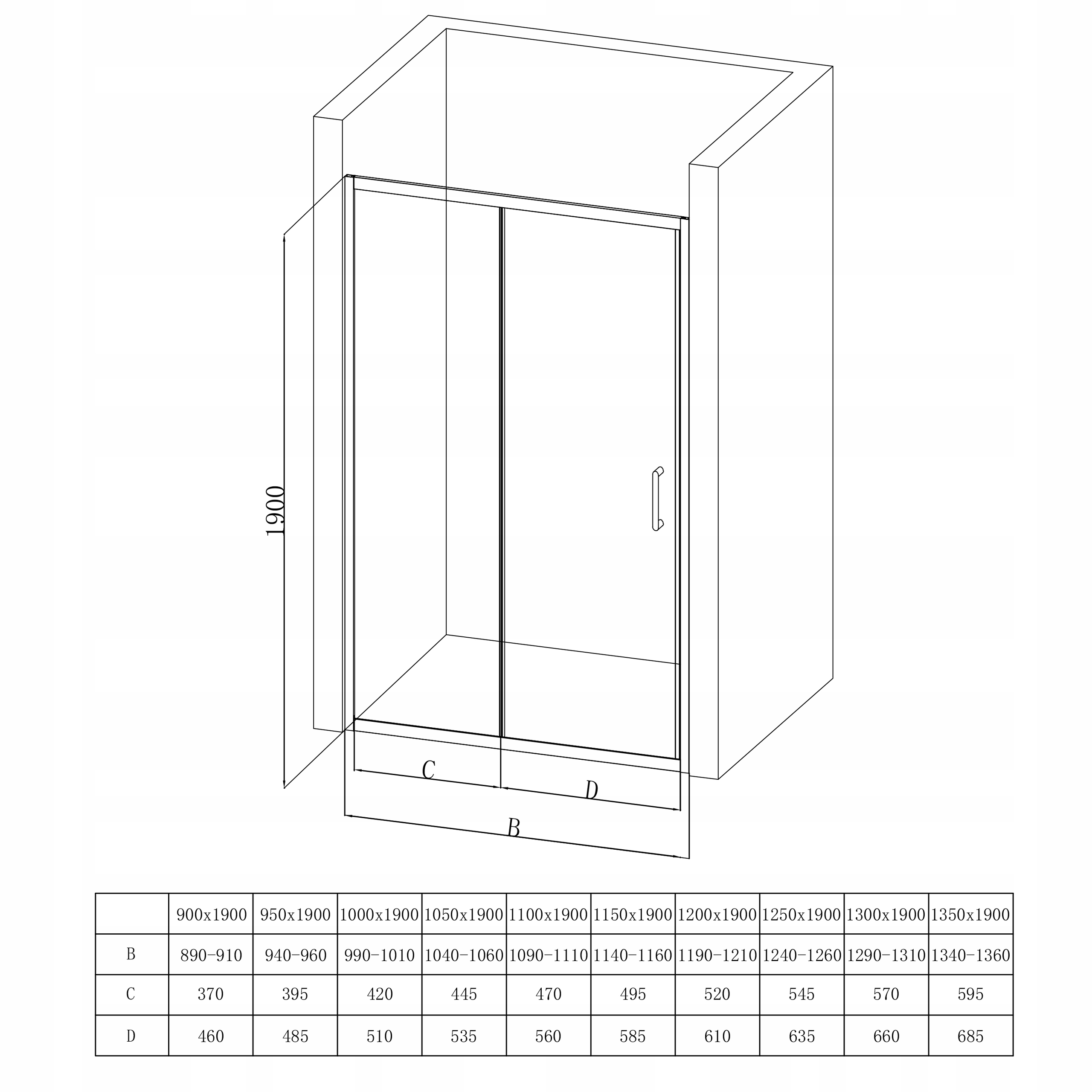 DRZWI PRYSZNICOWE WNĘKOWE PRZESUWNE 90 CM CHROM KABINA WALK-IN SZYBA 5MM Stan opakowania oryginalne